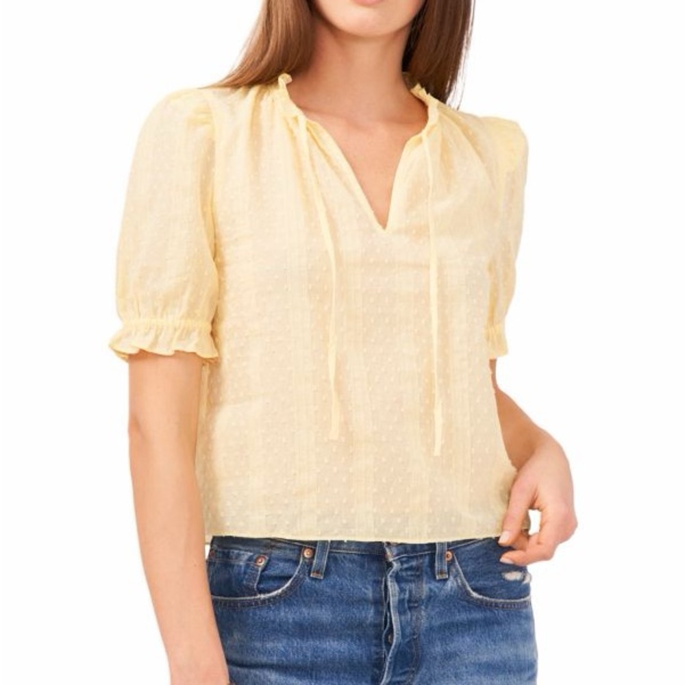 1. State Women's Soft Yellow Blouse with Ruffles